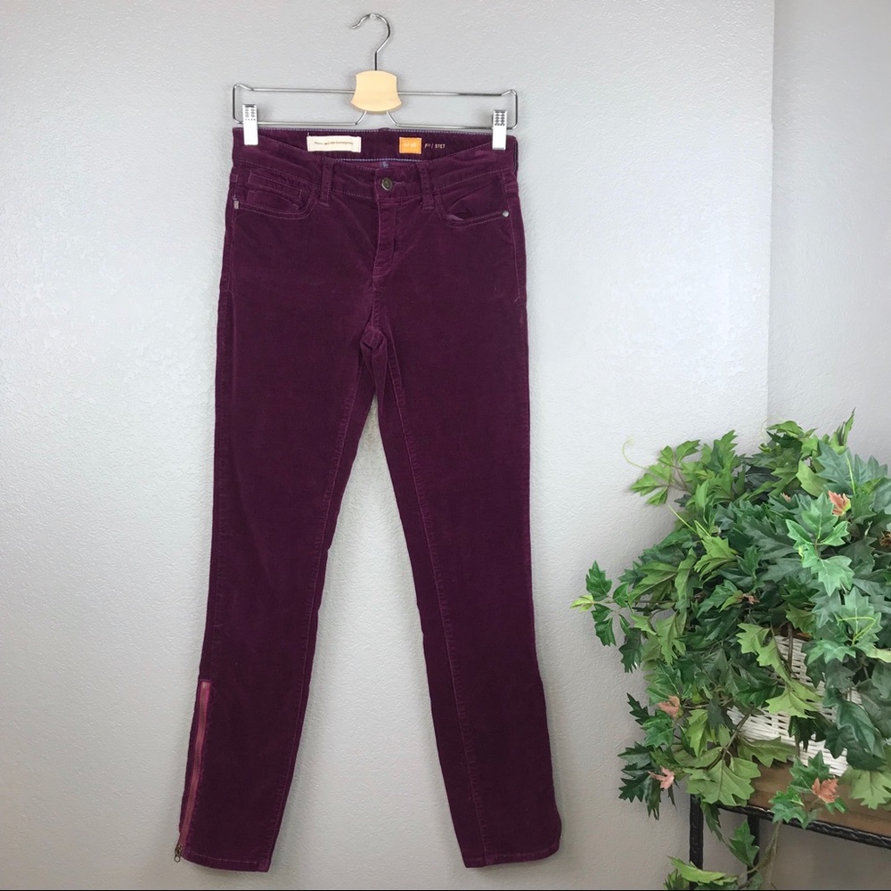 Anthropologie Pilcro Stet Slim Ankle Zipper Cords